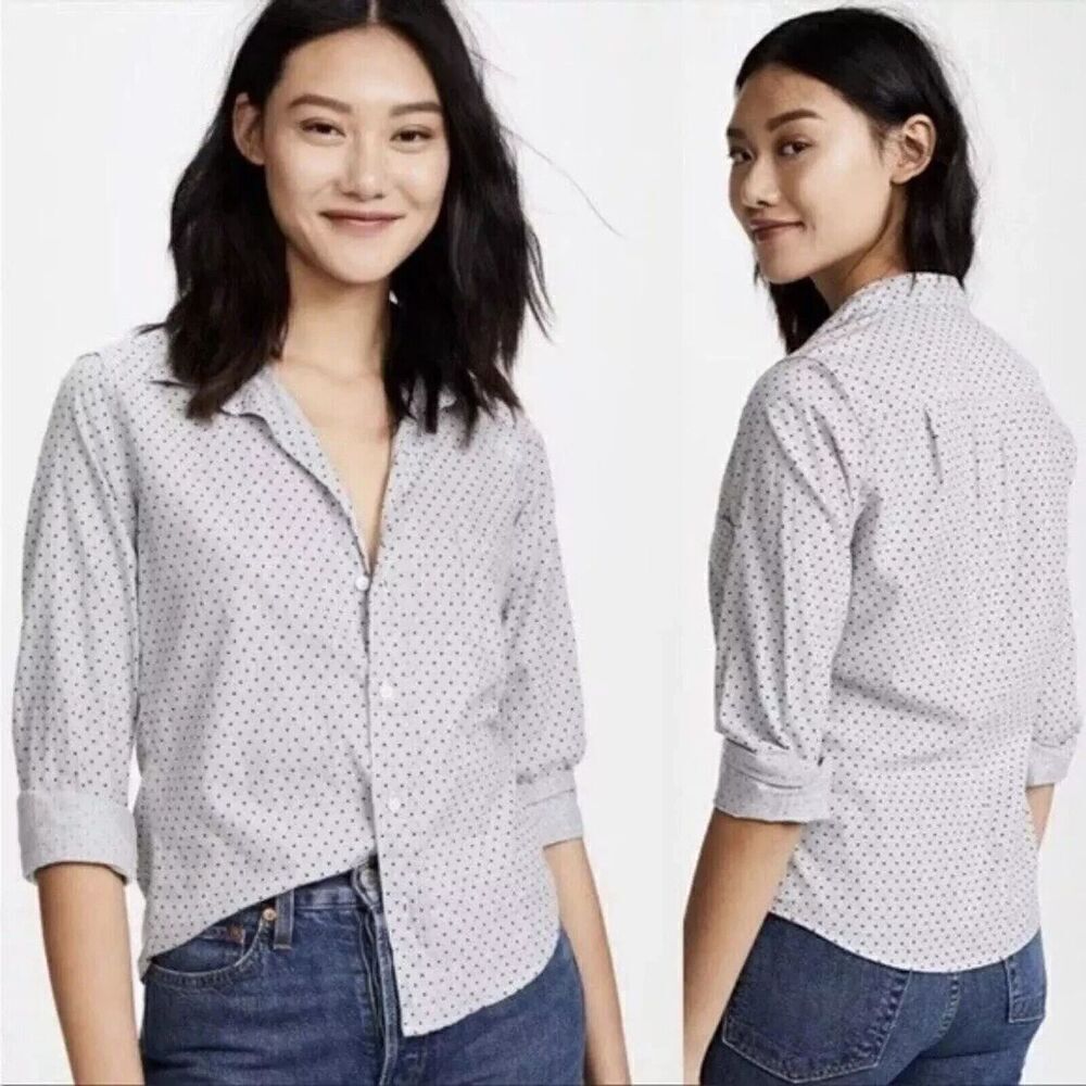 Frank & Eileen Barry Button Down Polka Dot Top Size Small